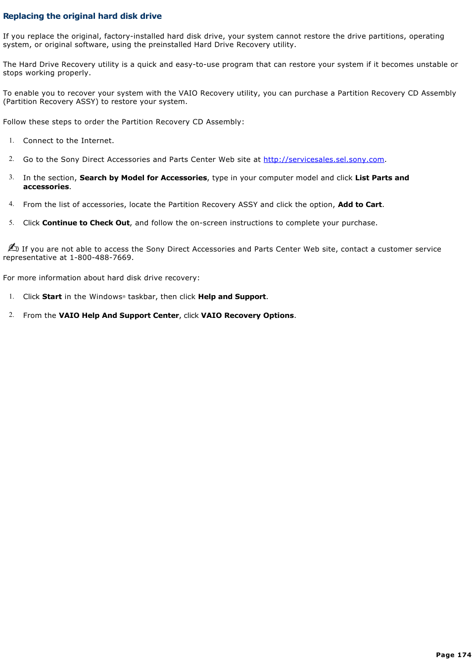 Replacing the original hard disk drive | Sony PCV-RZ32G User Manual | Page 174 / 223