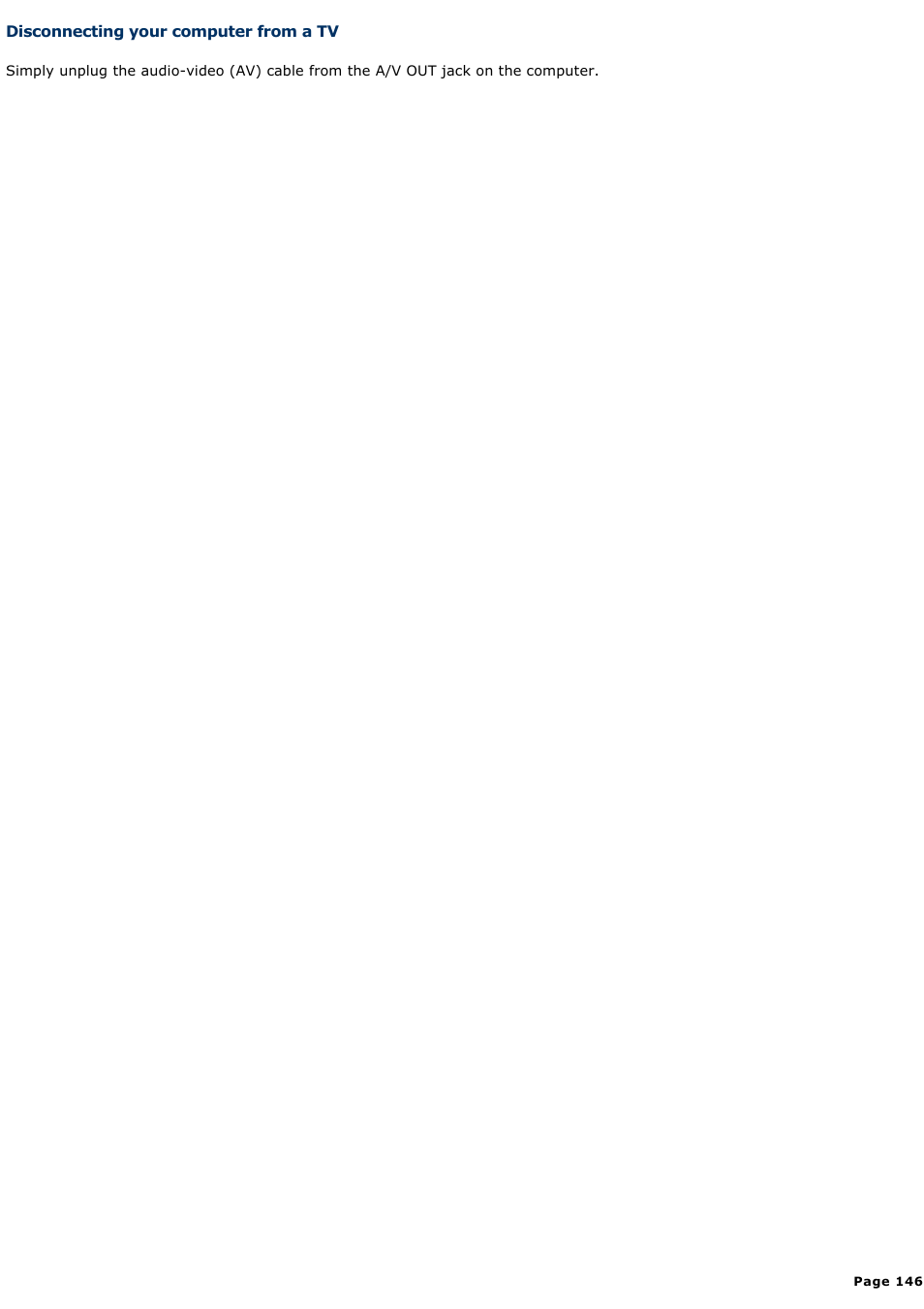 Disconnecting your computer from a tv | Sony PCG-GRT360ZG User Manual | Page 146 / 277