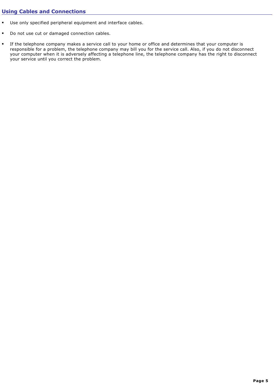 Using cables and connections | Sony PCG-GRT360ZG User Manual | Page 5 / 277