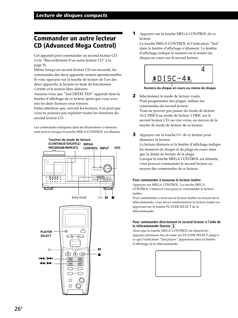 Lecture de disques compacts | Sony CDP-CX260 User Manual | Page 66 / 120