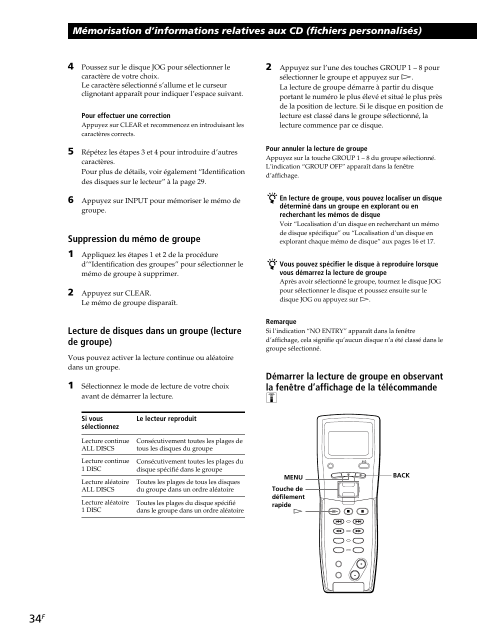Suppression du mémo de groupe 1 | Sony CDP-CX260 User Manual | Page 74 / 120