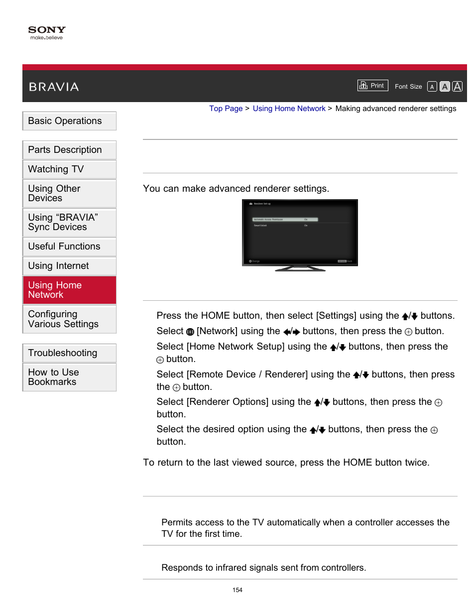 Making advanced renderer settings | Sony KDL-55W900A User Manual | Page 152 / 245