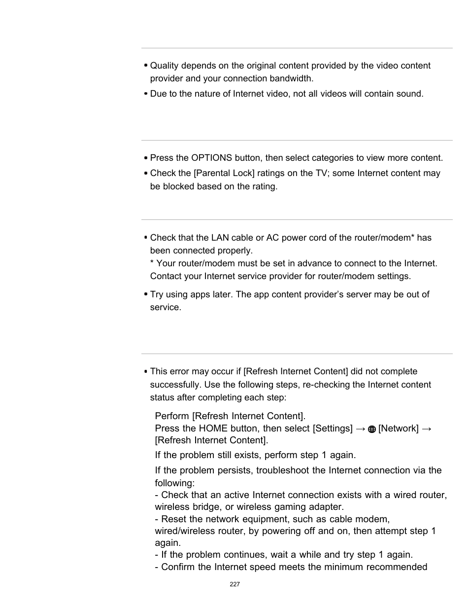 Apps are inaccessible | Sony KDL-55W900A User Manual | Page 224 / 245