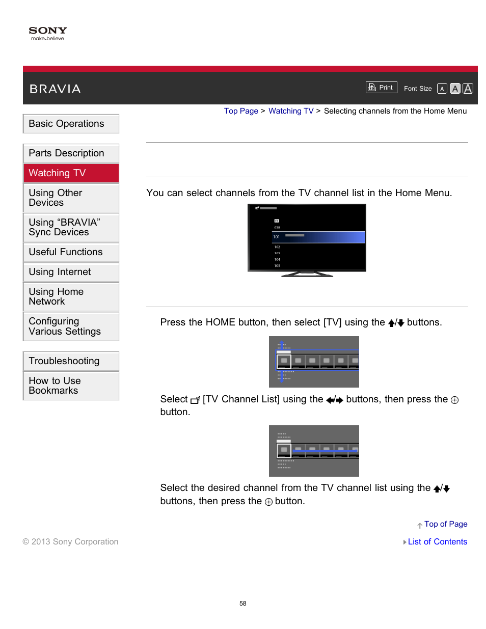 Selecting channels from the home menu | Sony KDL-55W900A User Manual | Page 61 / 245