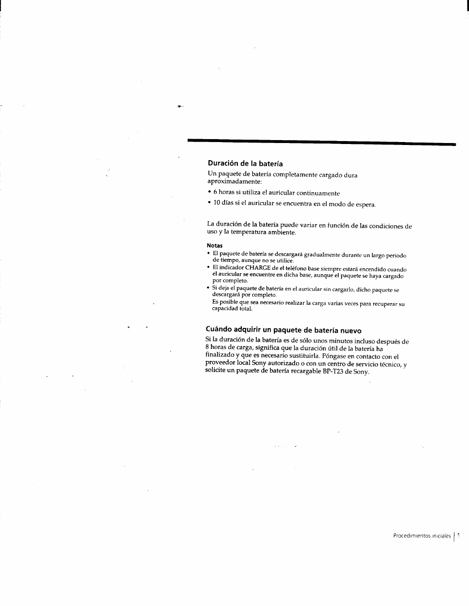 Duración de la batería, Cuándo adquirir un paquete de batería nuevo | Sony SPP-M932 User Manual | Page 49 / 76