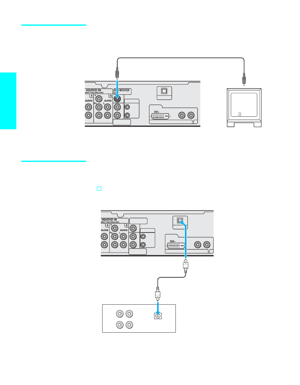 Sub woofer, Device with an optical (digital audio) connector, Setup | Sony KDL-32XBR950 User Manual | Page 52 / 136
