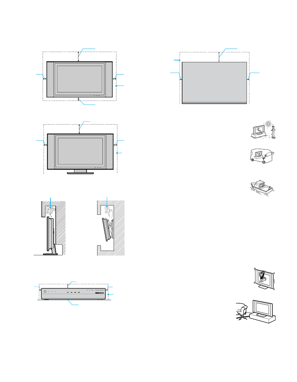 Continued), Ventilation, Outdoor use | Vehicle and ceiling, Ship and vessel, Carrying, Ac power cord, Fall, Power-cord protection | Sony KDL-32XBR950 User Manual | Page 7 / 136