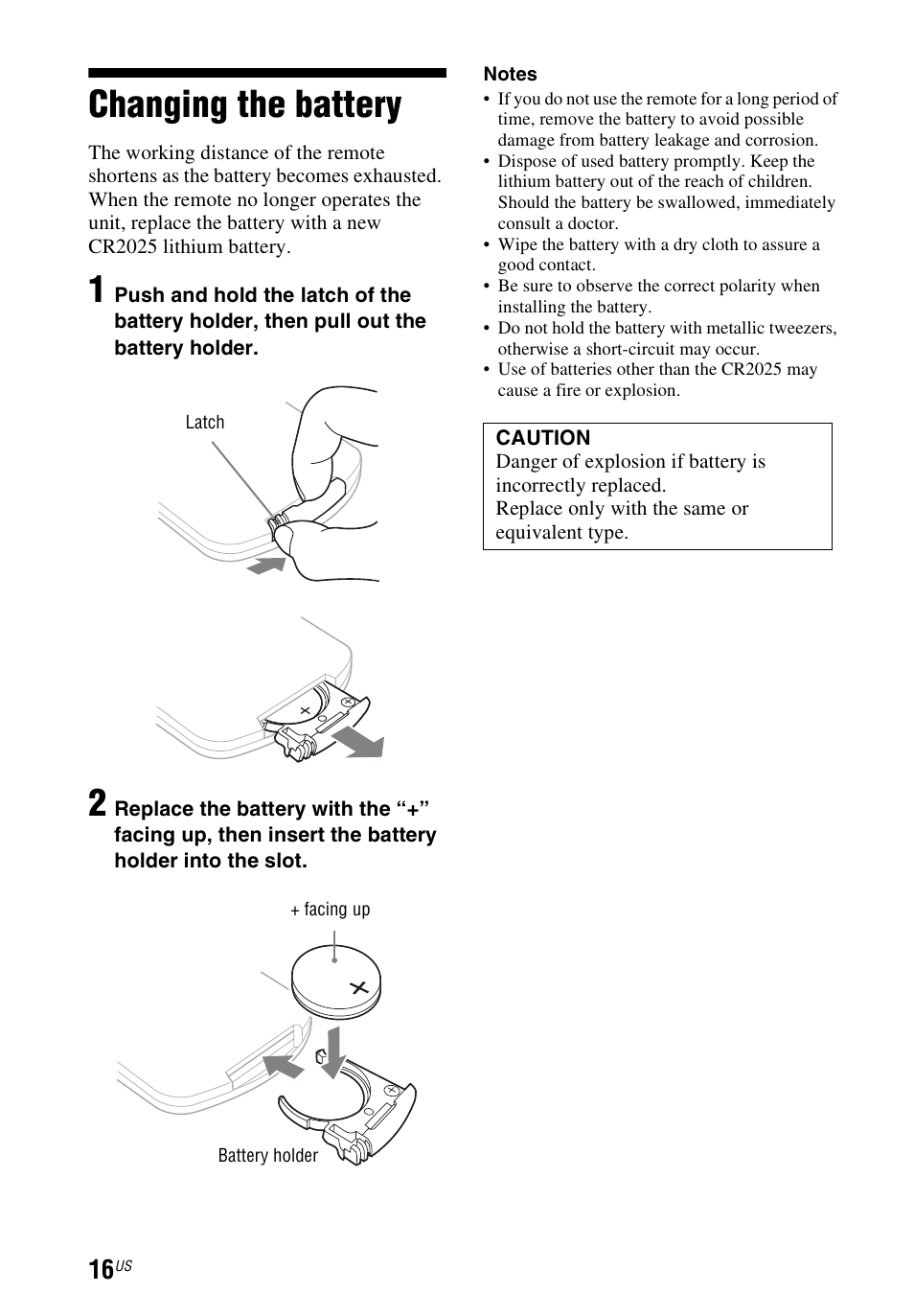 Changing the battery | Sony HT-CT60 User Manual | Page 16 / 64