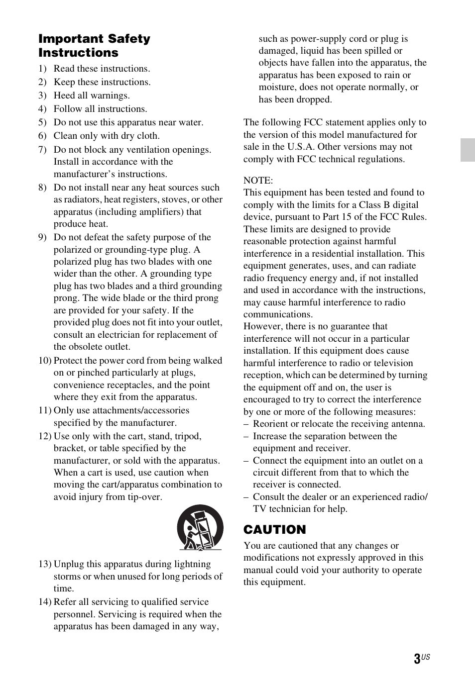 Important safety instructions, Caution | Sony HT-CT60 User Manual | Page 3 / 64