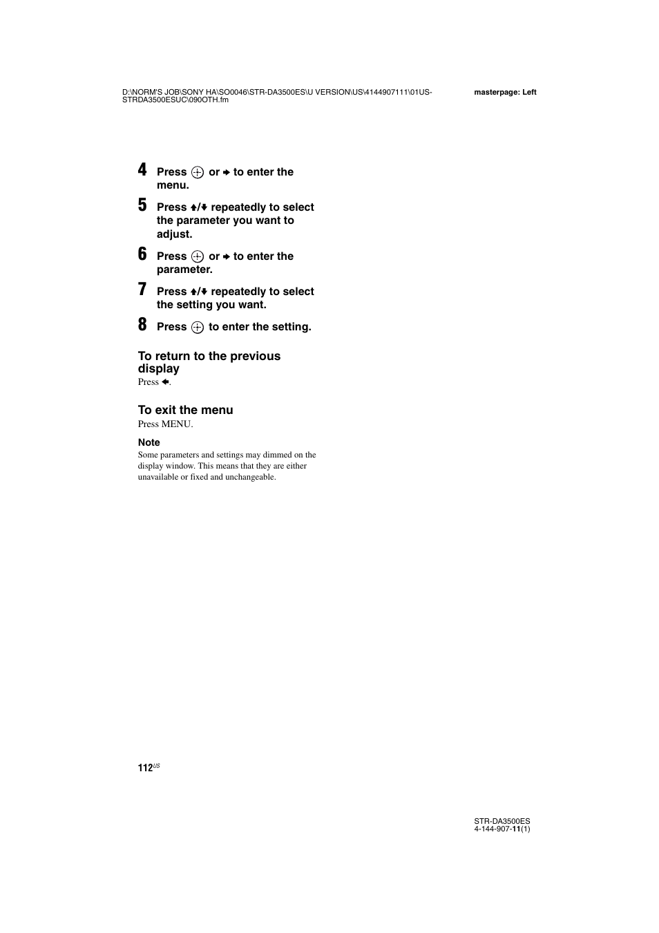 Sony STR-DA3500ES User Manual | Page 112 / 148