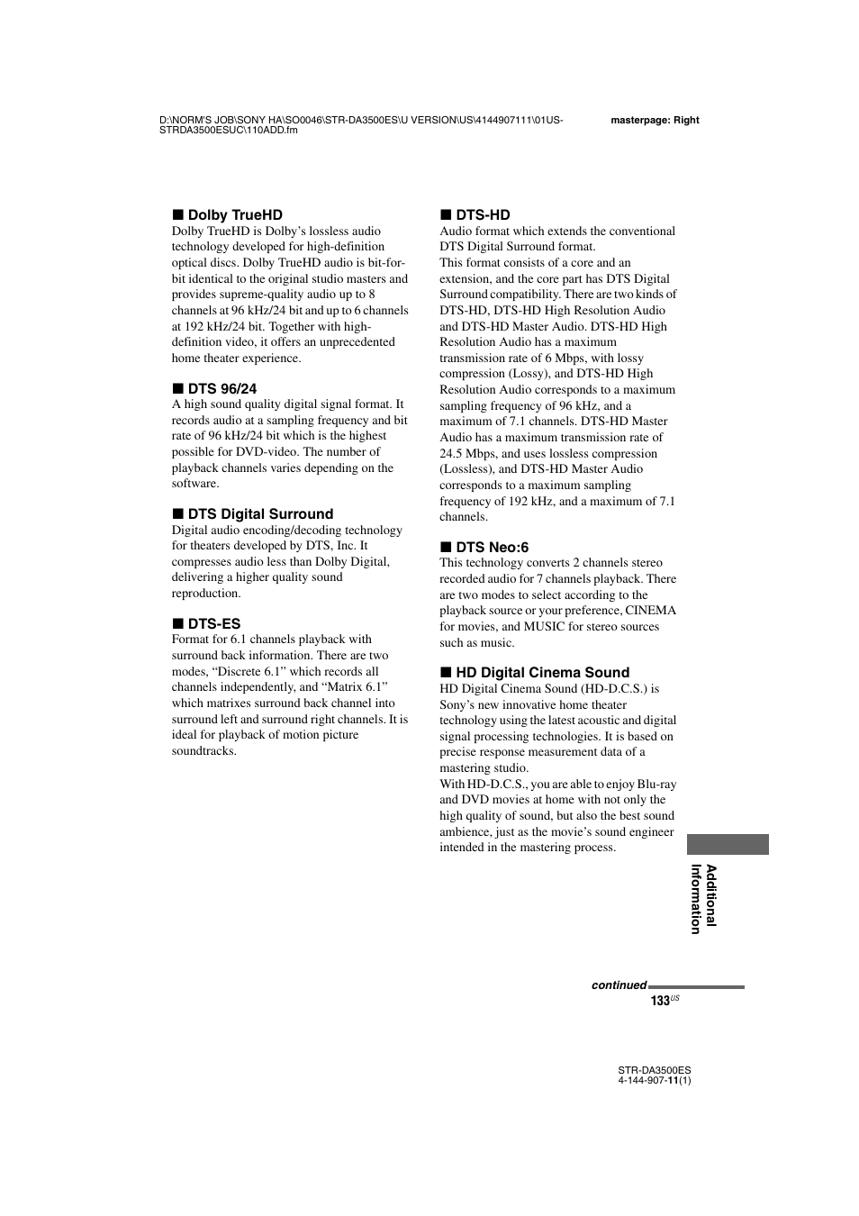 Sony STR-DA3500ES User Manual | Page 133 / 148