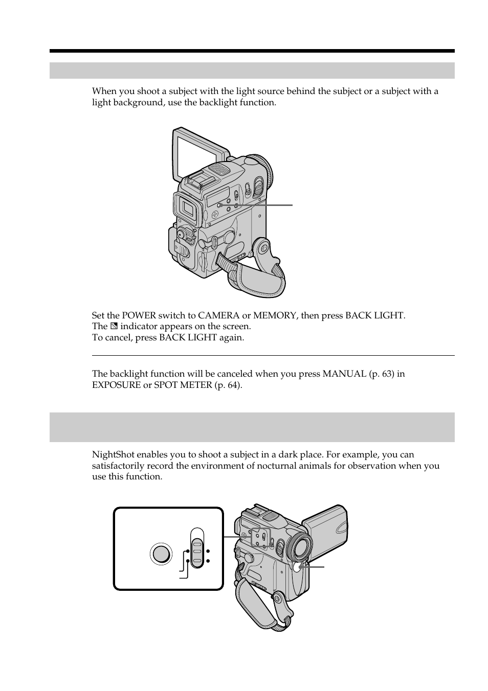 Shooting a backlit subject – back light | Sony DCR-PC101 User Manual | Page 32 / 224