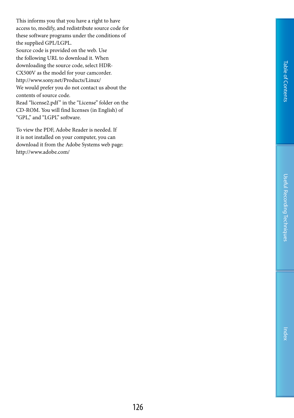 Sony HDR-CX500V User Manual | Page 126 / 130