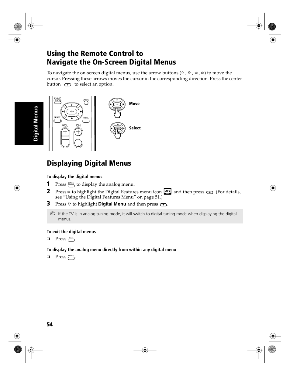 Displaying digital menus | Sony KD-36FS130 User Manual | Page 56 / 70
