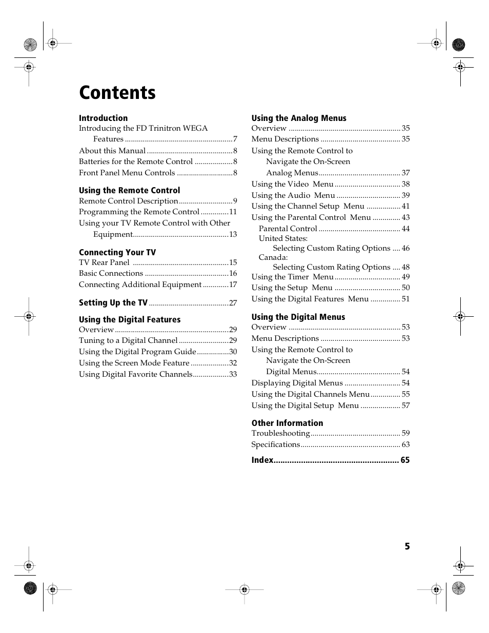 Sony KD-36FS130 User Manual | Page 7 / 70