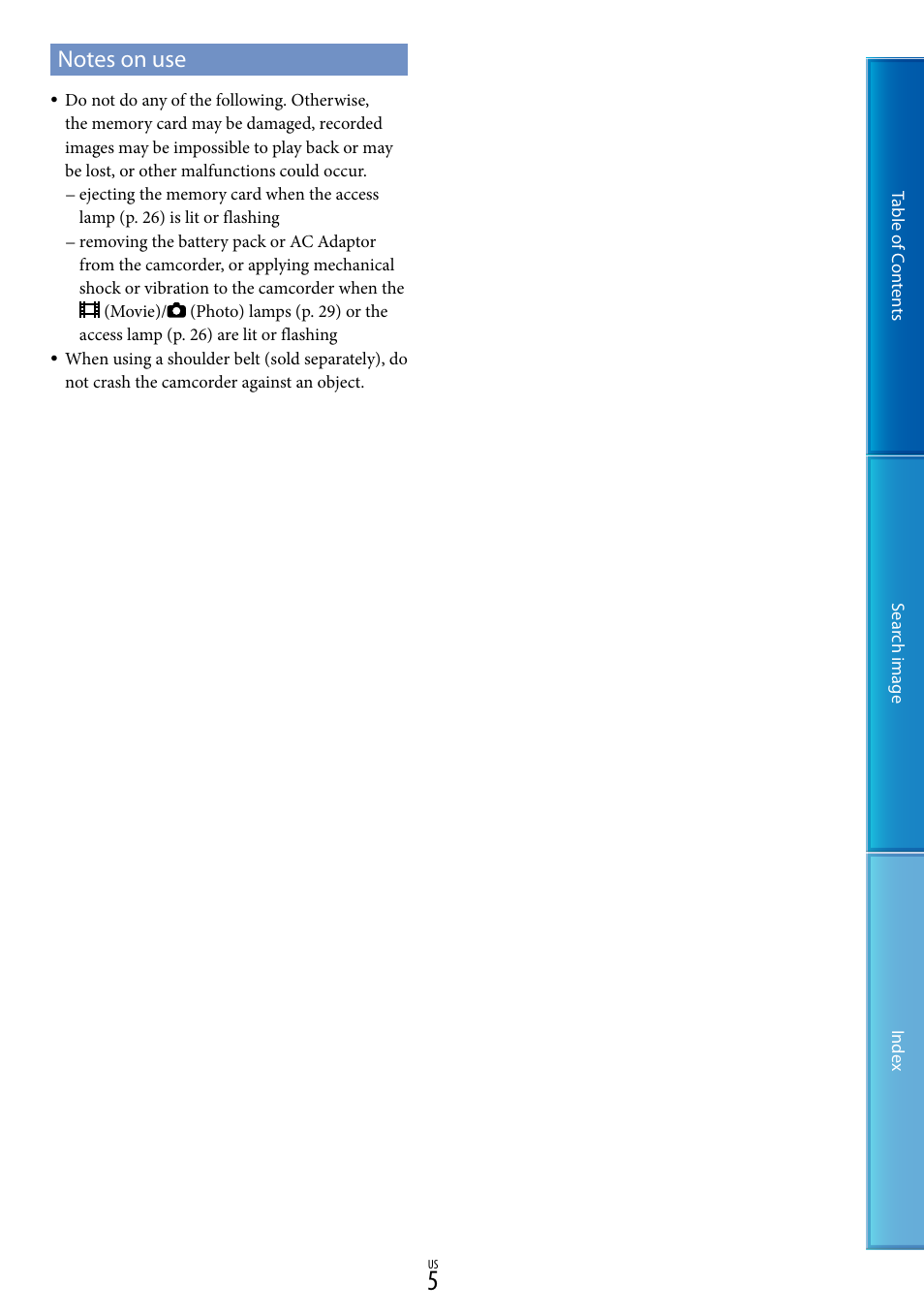 Notes on use | Sony NEX-VG900 User Manual | Page 5 / 116