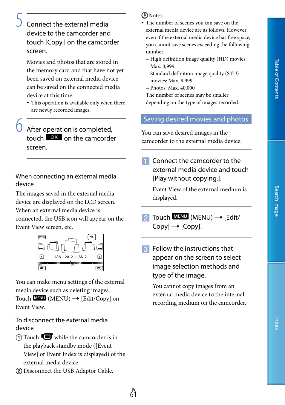 Saving desired movies and photos | Sony NEX-VG900 User Manual | Page 61 / 116