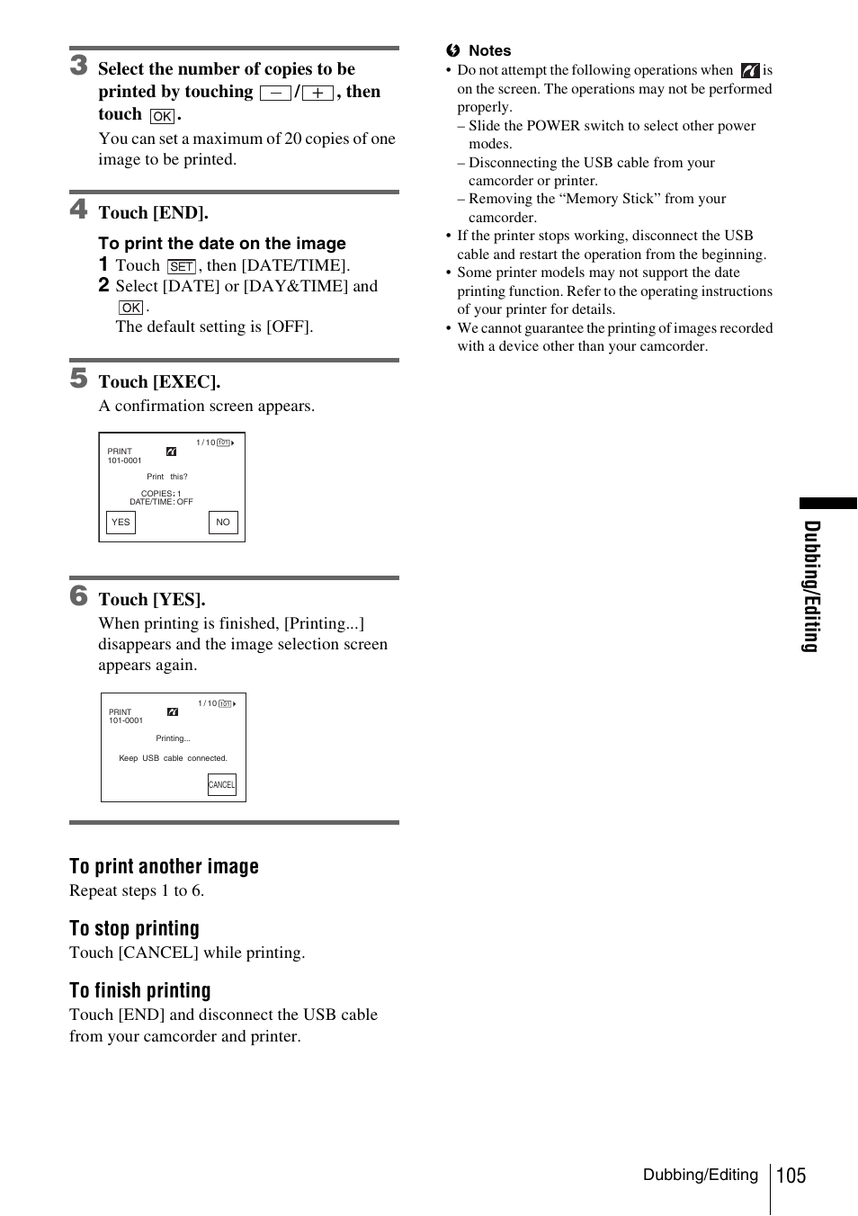 105 du b b in g /e d itin g | Sony DCR-TRV480 User Manual | Page 105 / 156