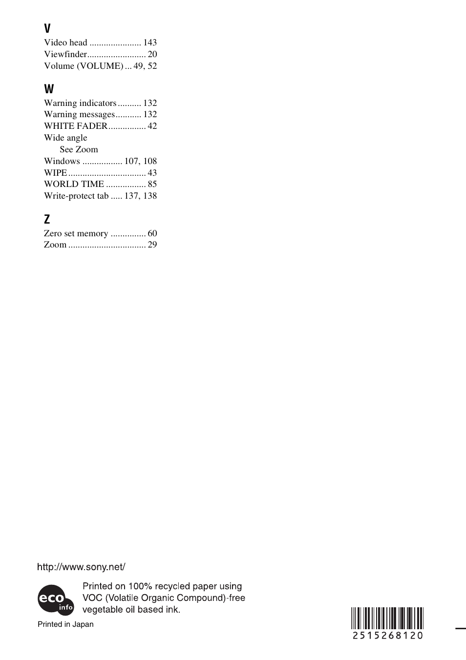 Sony DCR-TRV480 User Manual | Page 156 / 156