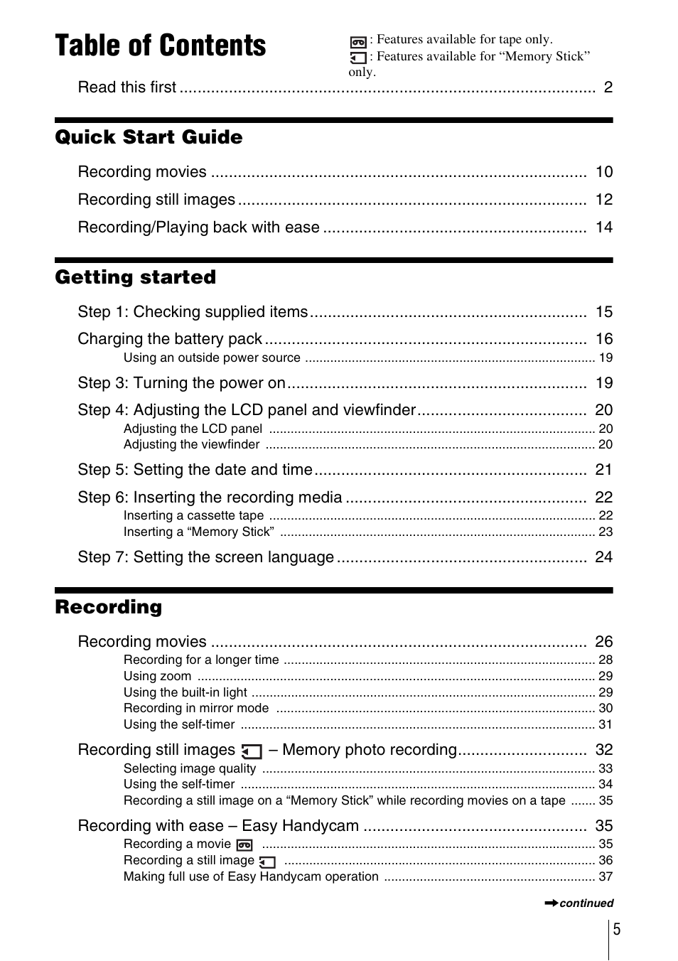 Sony DCR-TRV480 User Manual | Page 5 / 156