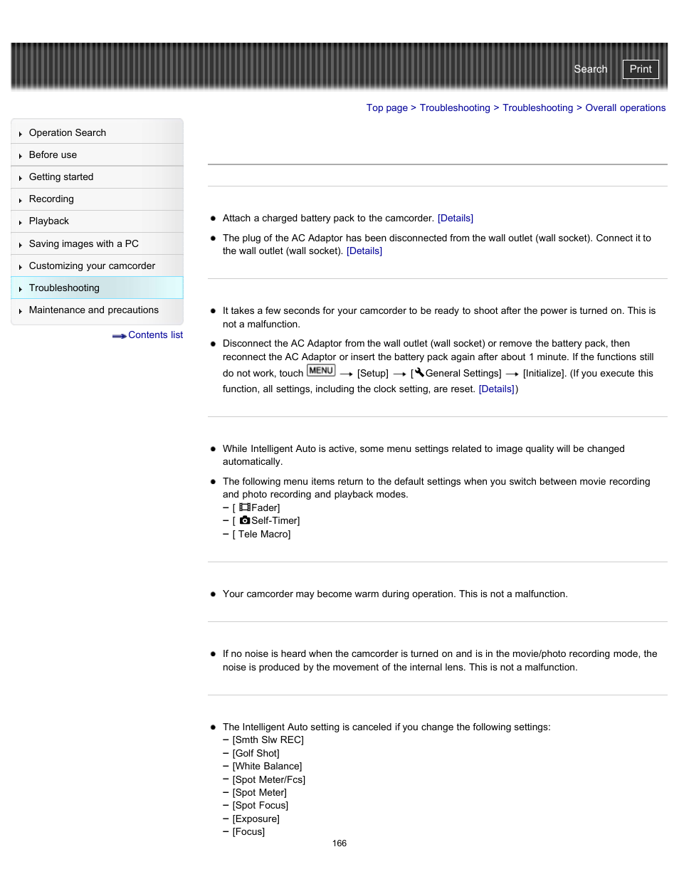 Overall operations, Handycam" user guide | Sony HDR-GW77V User Manual | Page 166 / 211