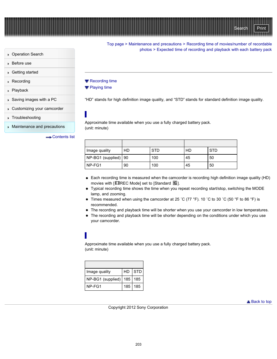 Handycam" user guide | Sony HDR-GW77V User Manual | Page 203 / 211