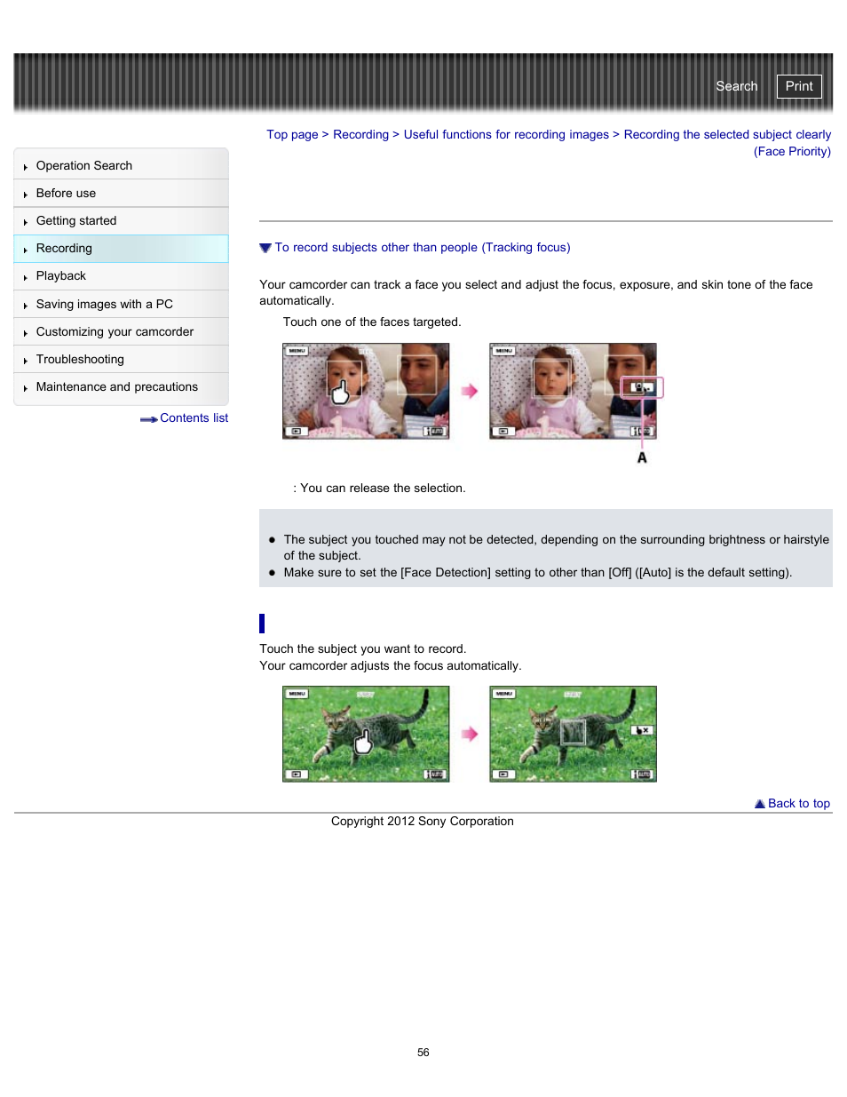 Handycam" user guide | Sony HDR-GW77V User Manual | Page 56 / 211