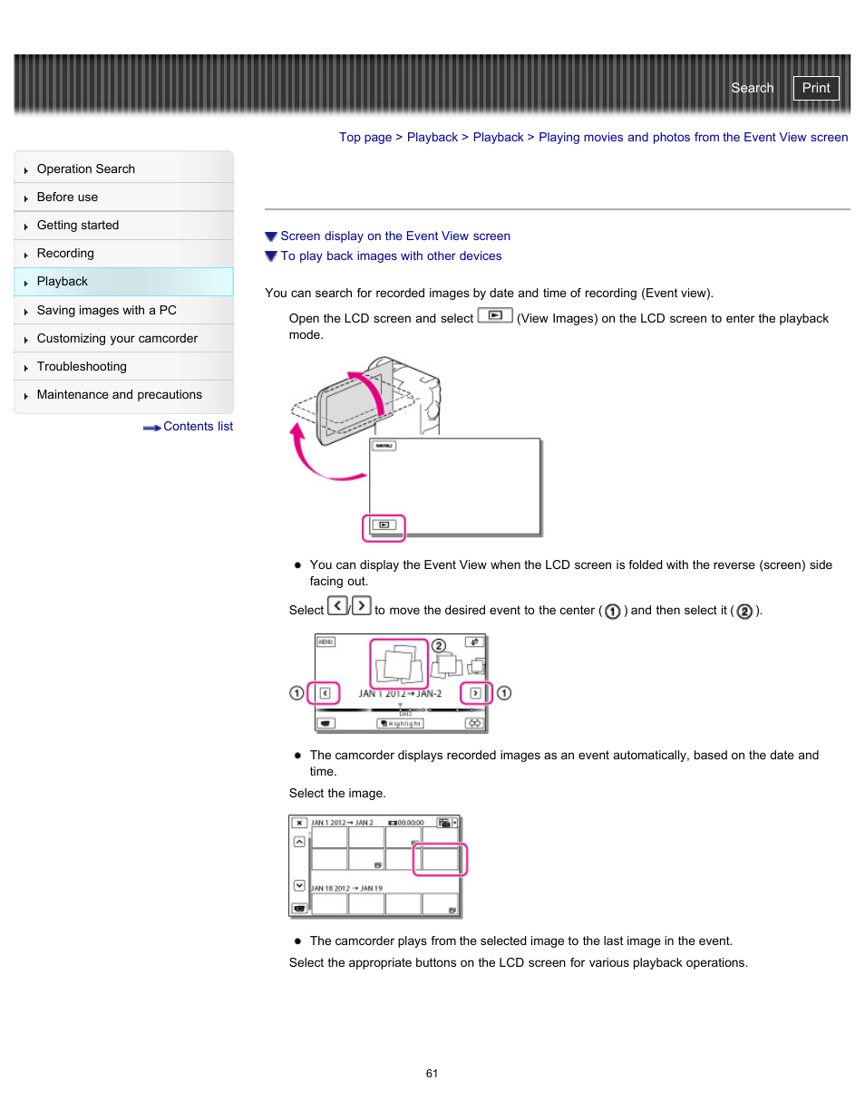 Handycam" user guide | Sony HDR-GW77V User Manual | Page 61 / 211