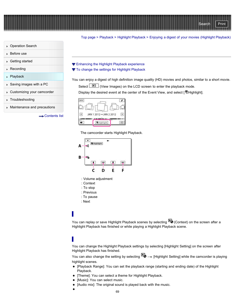 Handycam" user guide | Sony HDR-GW77V User Manual | Page 69 / 211