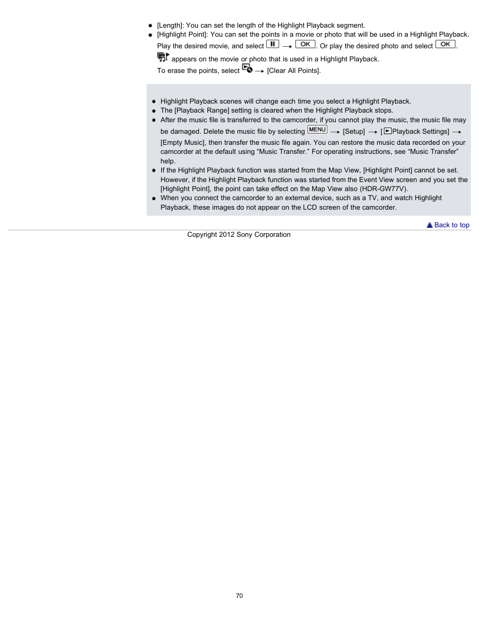 Sony HDR-GW77V User Manual | Page 70 / 211