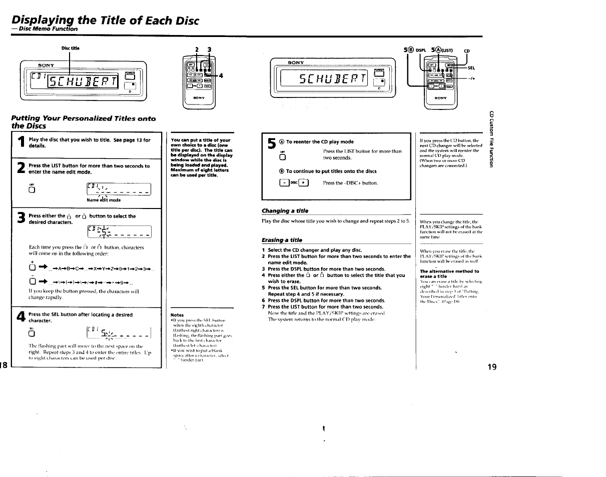 Displaying the title of each disc, Putting your personalized titles onto the discs, Pt77 | Putting your personalized titles onto the discs 18 | Sony CDX-65RF User Manual | Page 10 / 14
