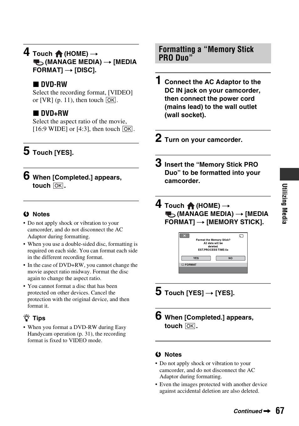 P. 67) | Sony DCR-DVD910 User Manual | Page 67 / 151