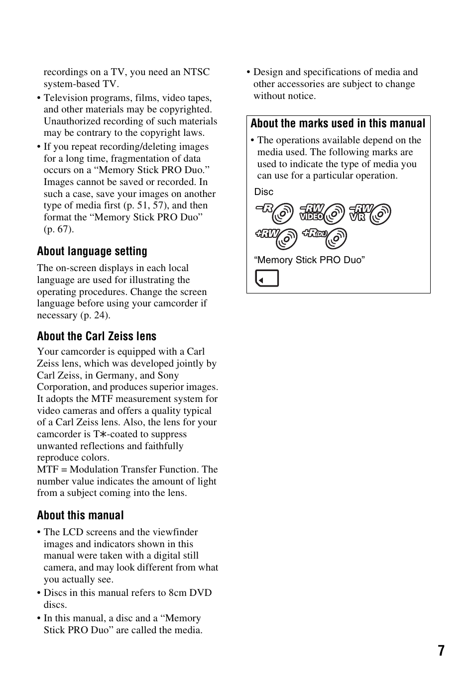 Sony DCR-DVD910 User Manual | Page 7 / 151