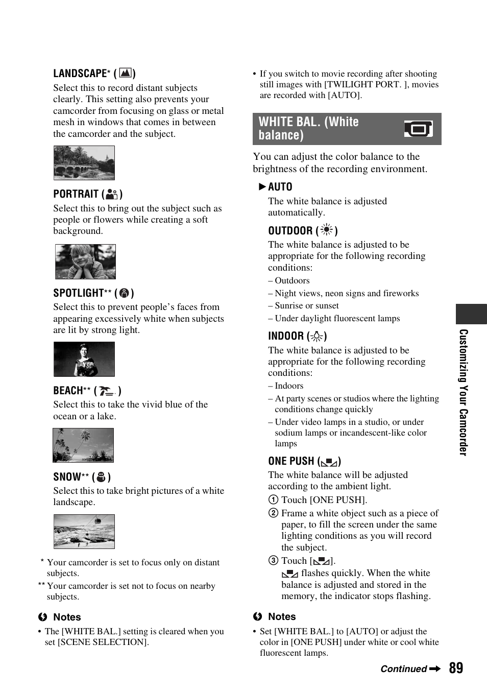 White bal. (white balance) | Sony DCR-DVD910 User Manual | Page 89 / 151
