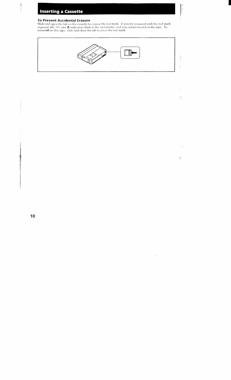 Inserting a cassette, To prevent accidental erasure | Sony DCR-VX700 User Manual | Page 10 / 73