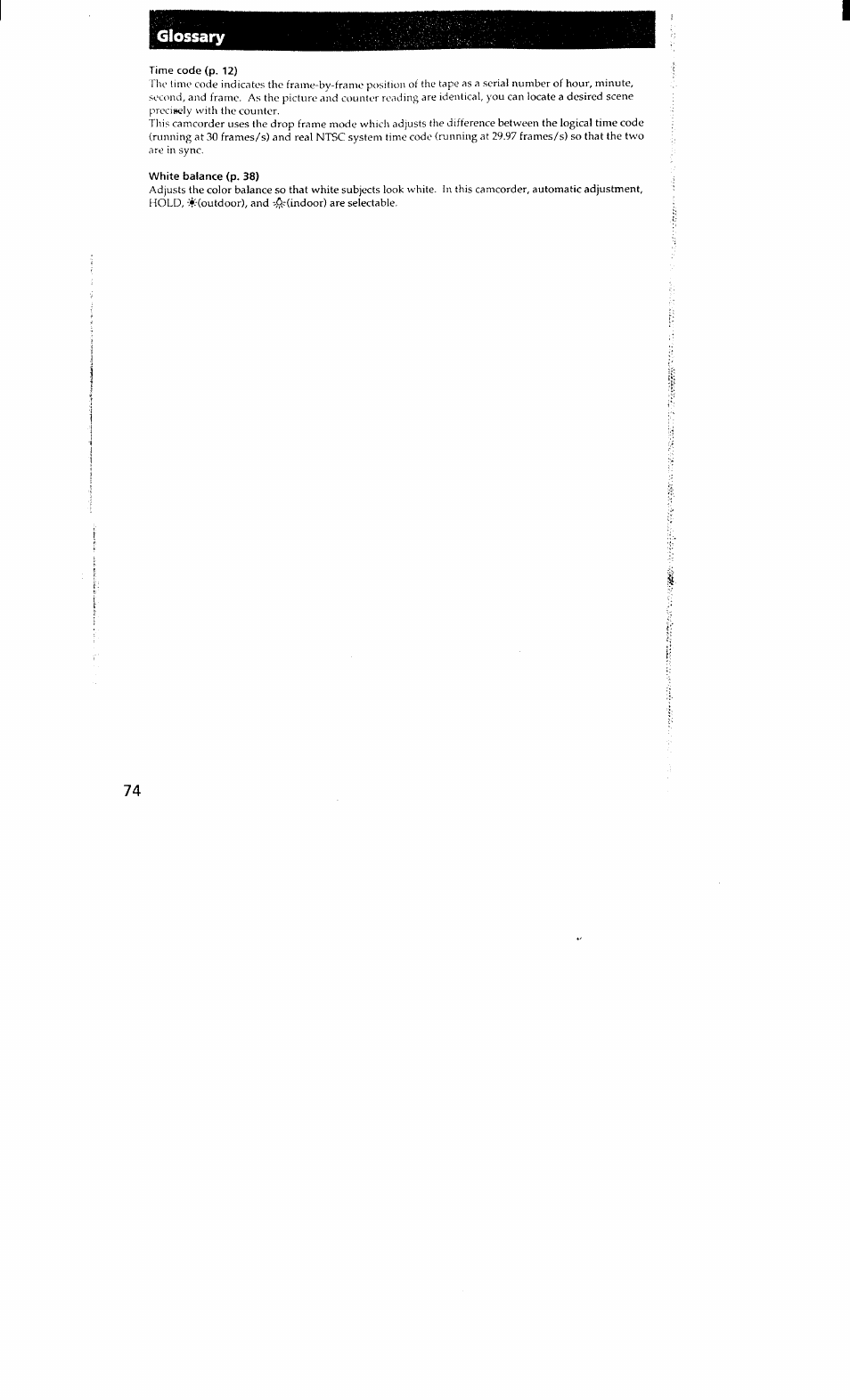 Glossary | Sony DCR-VX700 User Manual | Page 72 / 73