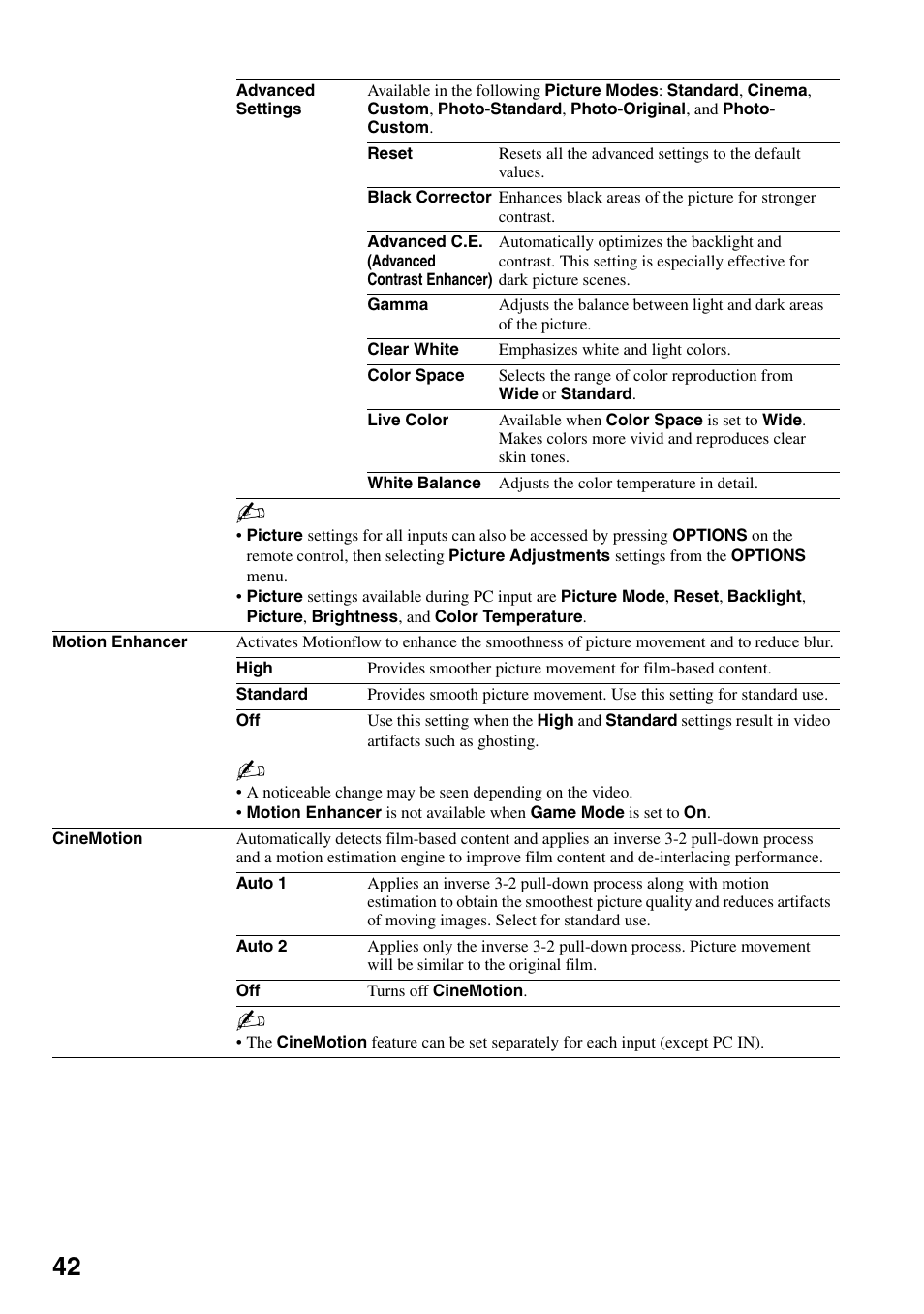 Sony KDL-52XBR7 User Manual | Page 42 / 60