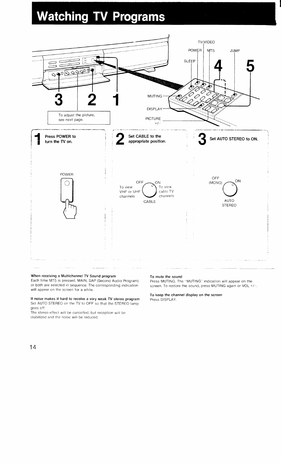 Watching tv programs | Sony KV-27TS20 User Manual | Page 14 / 19