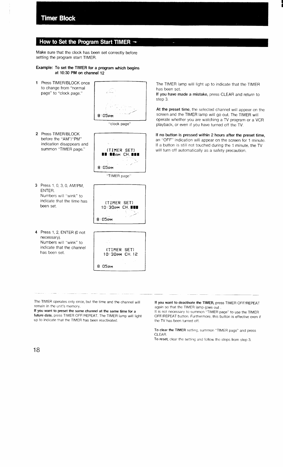 How to set the program start tii\/ter | Sony KV-27TS20 User Manual | Page 18 / 19