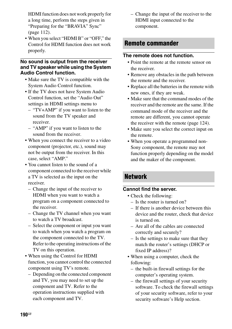 Remote commander network | Sony STR-DA5500ES User Manual | Page 190 / 198