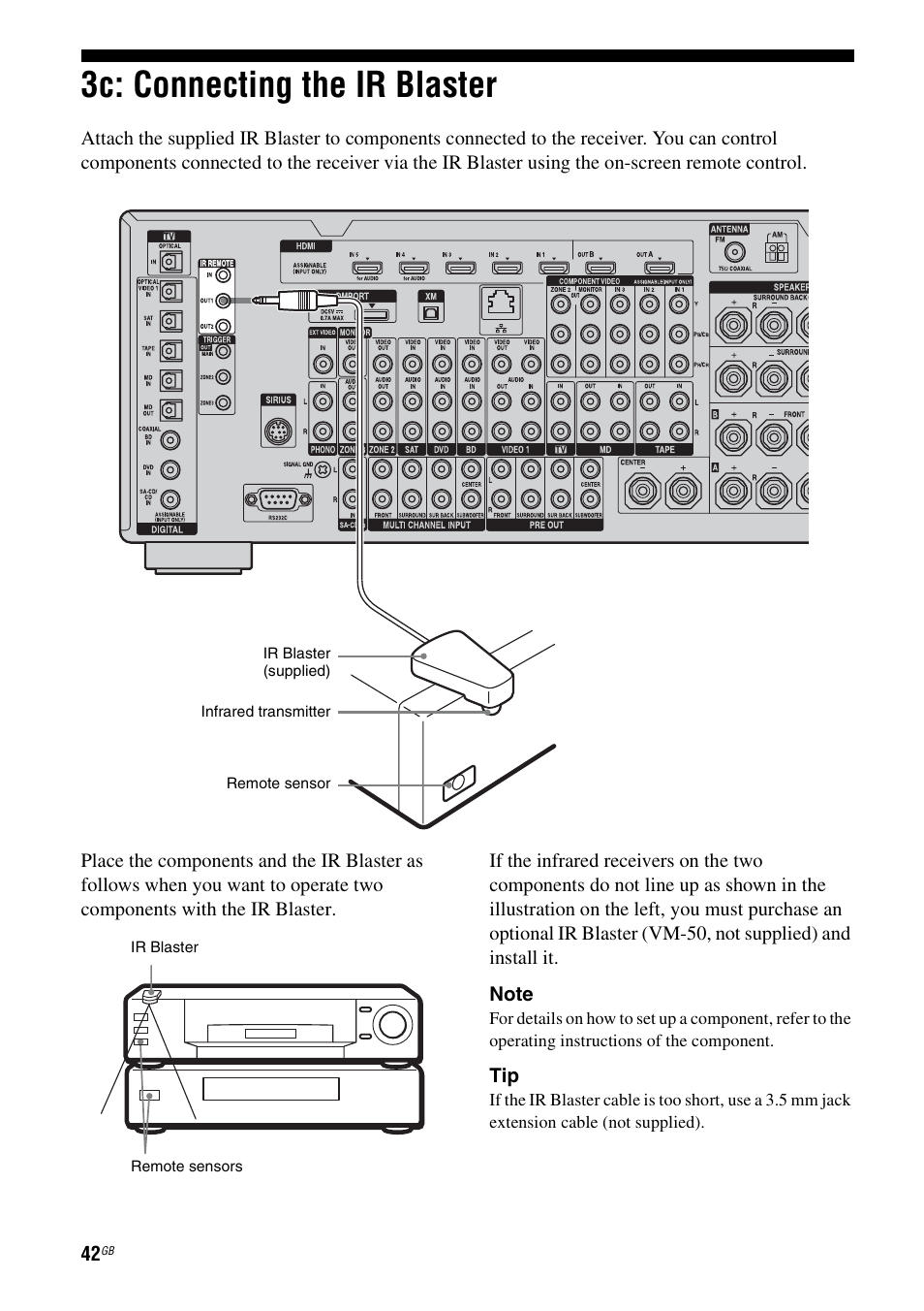 3c: connecting the ir blaster | Sony STR-DA5500ES User Manual | Page 42 / 198