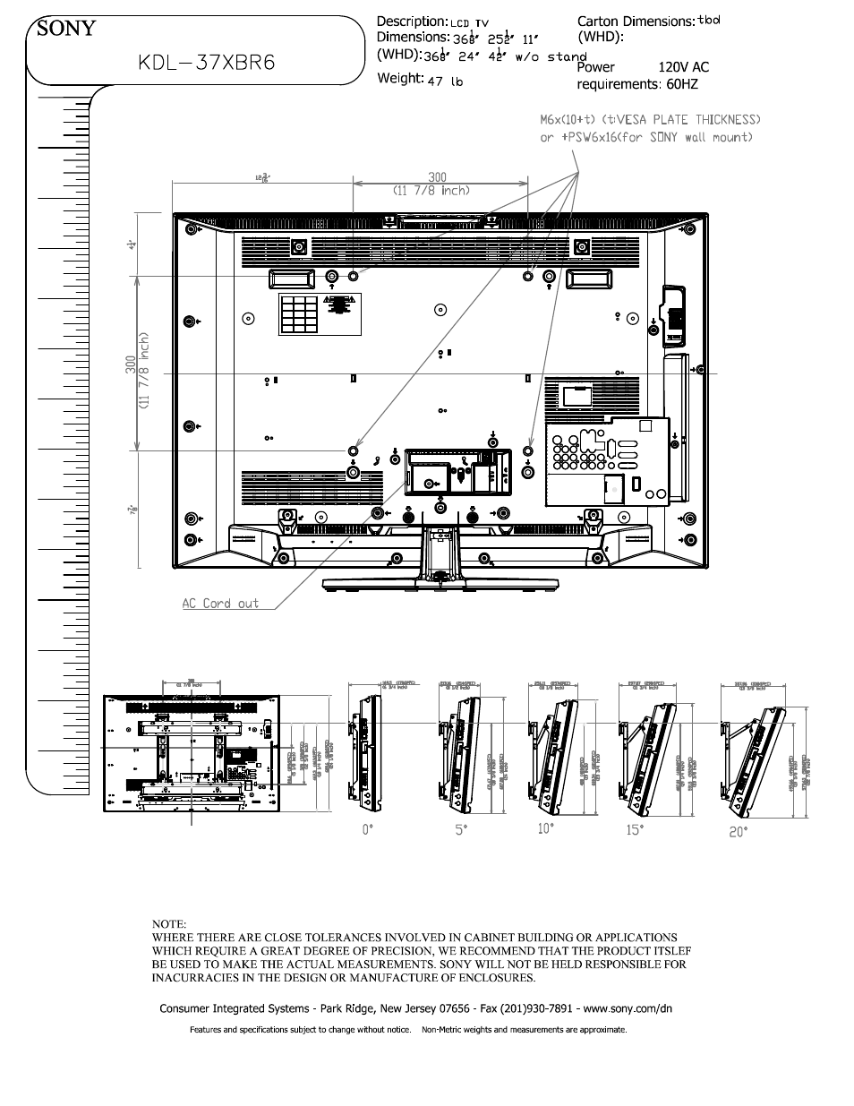 Sony, Ony kdl-37xbr6 | Sony KDL-37XBR6 User Manual | Page 2 / 2