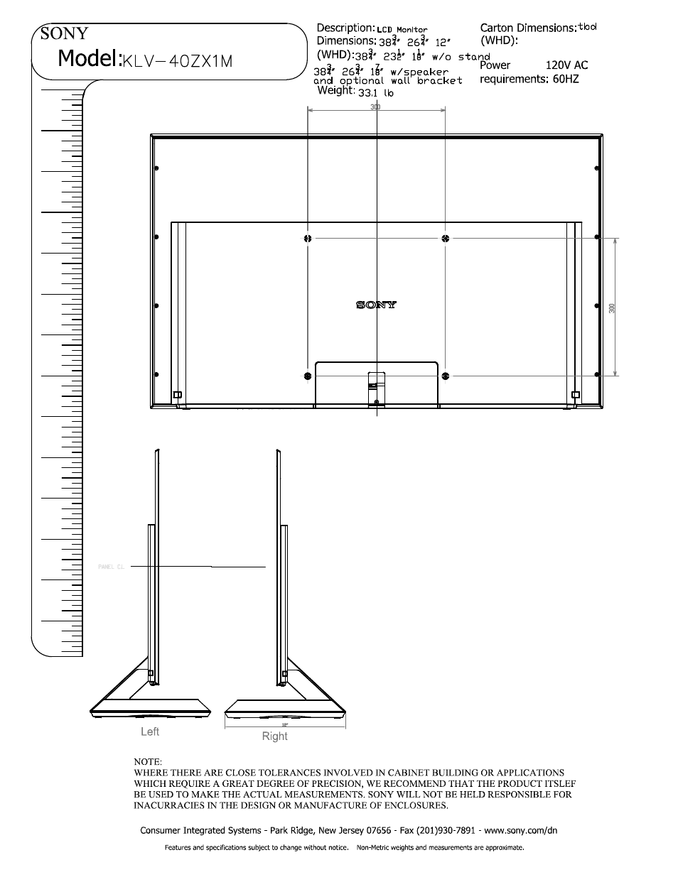 Sony KLV-40ZX1M User Manual | Page 3 / 5