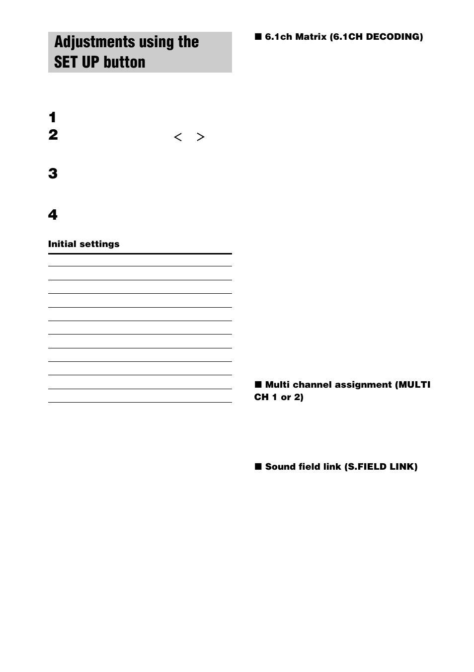 Adjustments using the set up button | Sony STR-DE1075 User Manual | Page 40 / 56