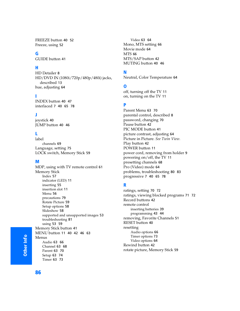 Sony KV-32HV600 User Manual | Page 87 / 89