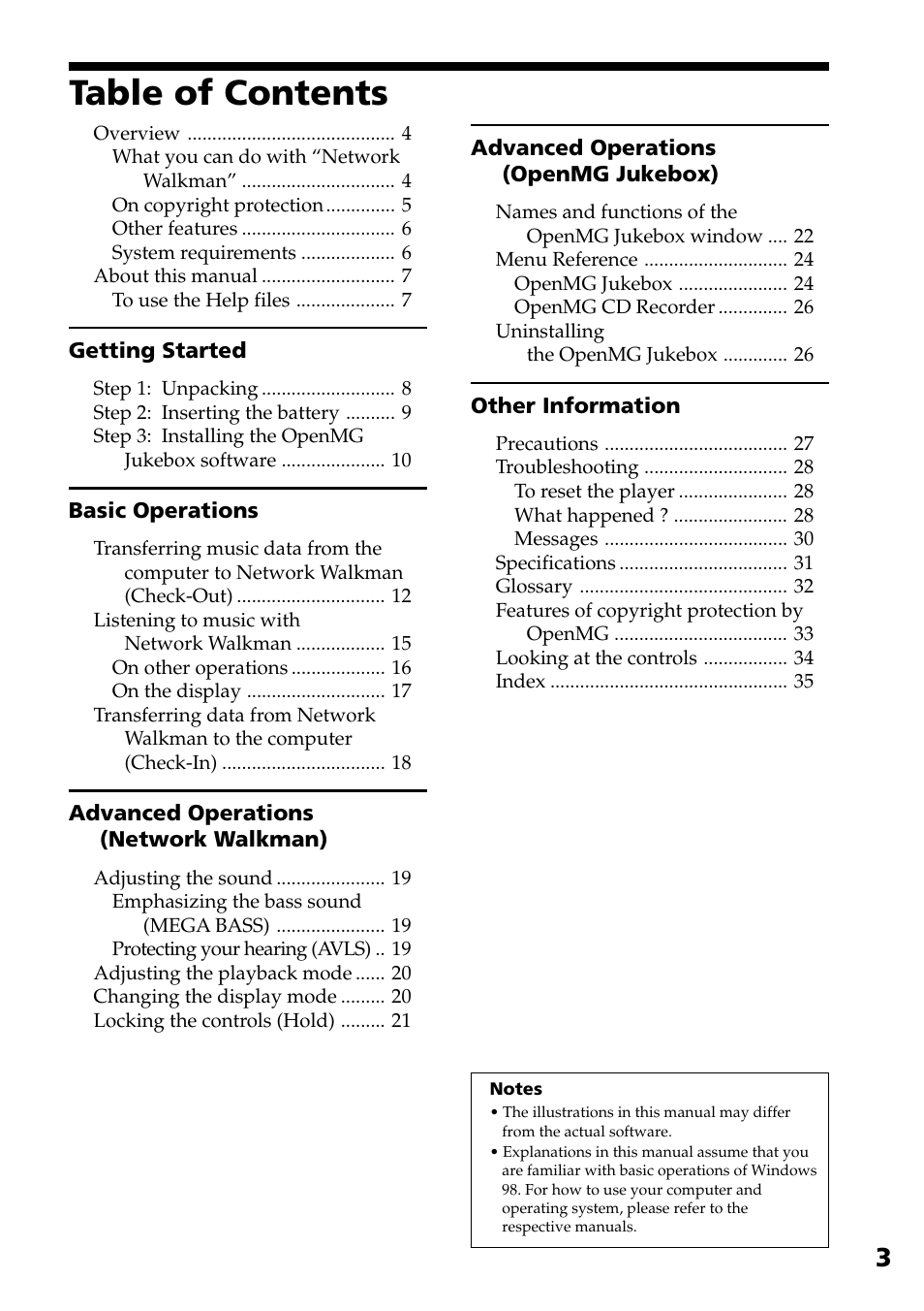 Sony NW-E2 User Manual | Page 3 / 36