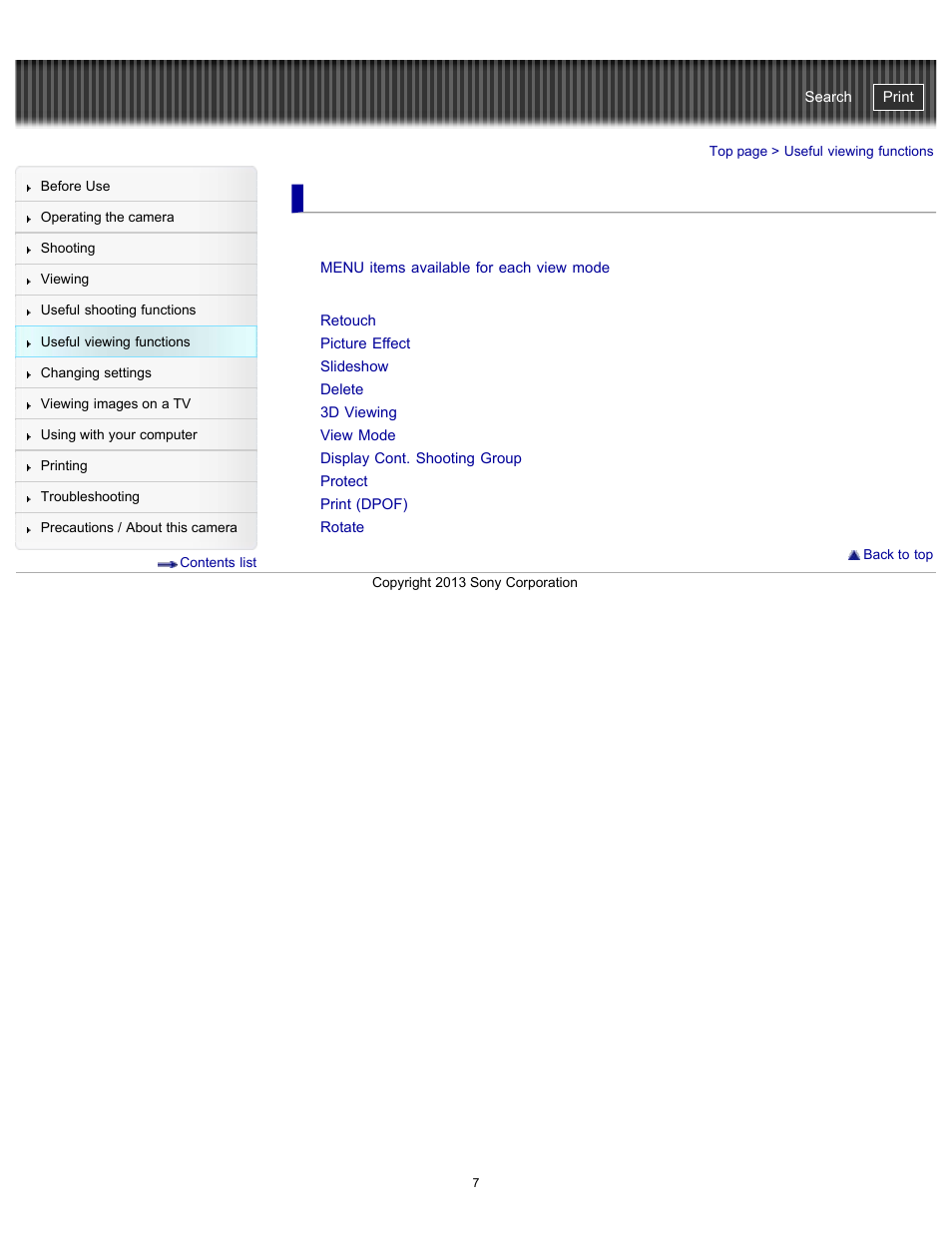 Useful viewing functions, Menu items (viewing), Cyber-shot user guide | Sony DSC-HX300 User Manual | Page 14 / 252