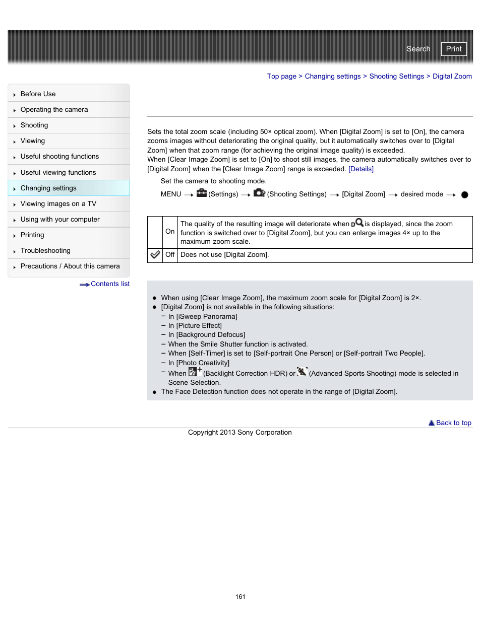 Digital zoom, Details, Cyber-shot user guide | Sony DSC-HX300 User Manual | Page 168 / 252
