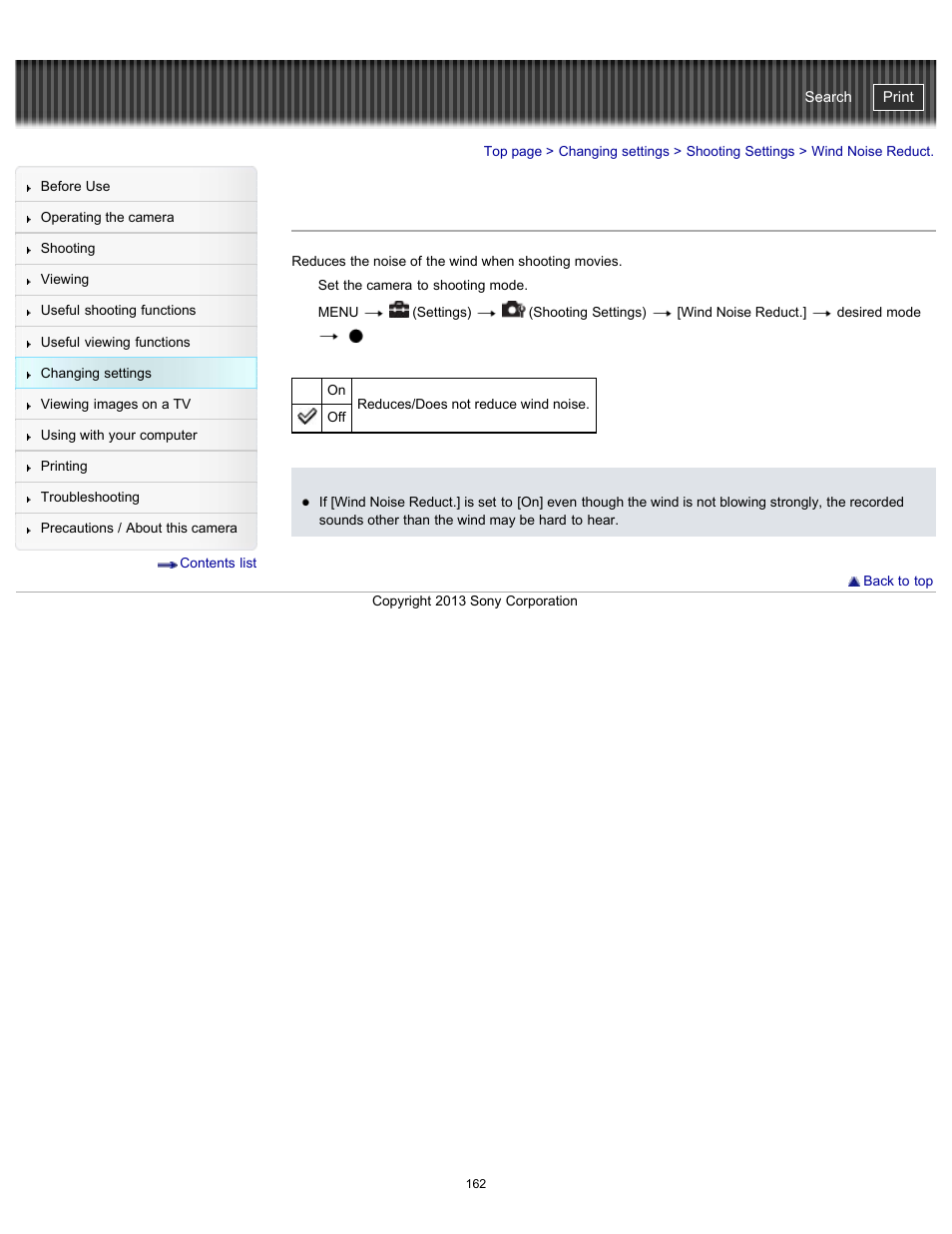 Wind noise reduct, Cyber-shot user guide | Sony DSC-HX300 User Manual | Page 169 / 252