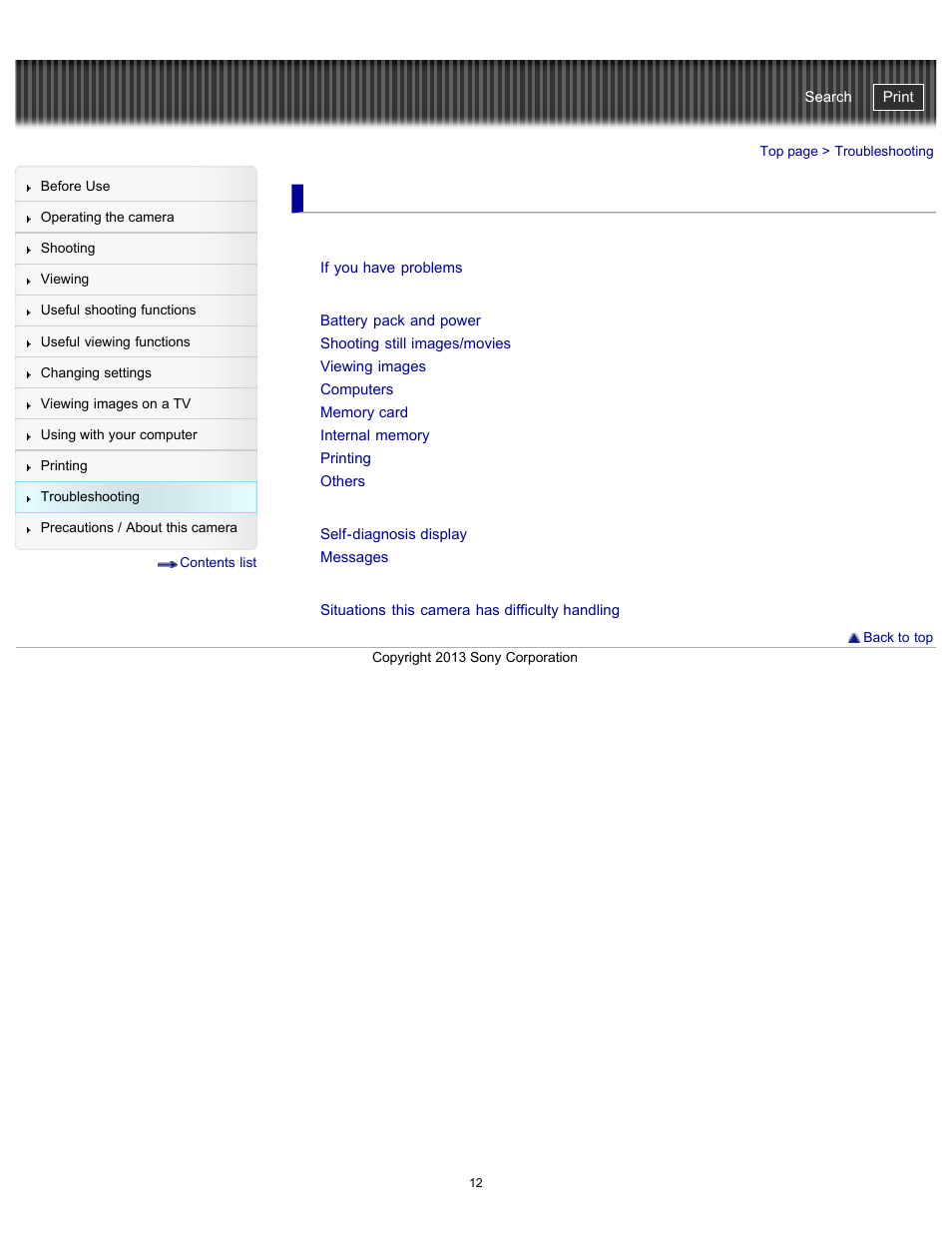 Troubleshooting, Warning indicators and messages, Cyber-shot user guide | Sony DSC-HX300 User Manual | Page 19 / 252